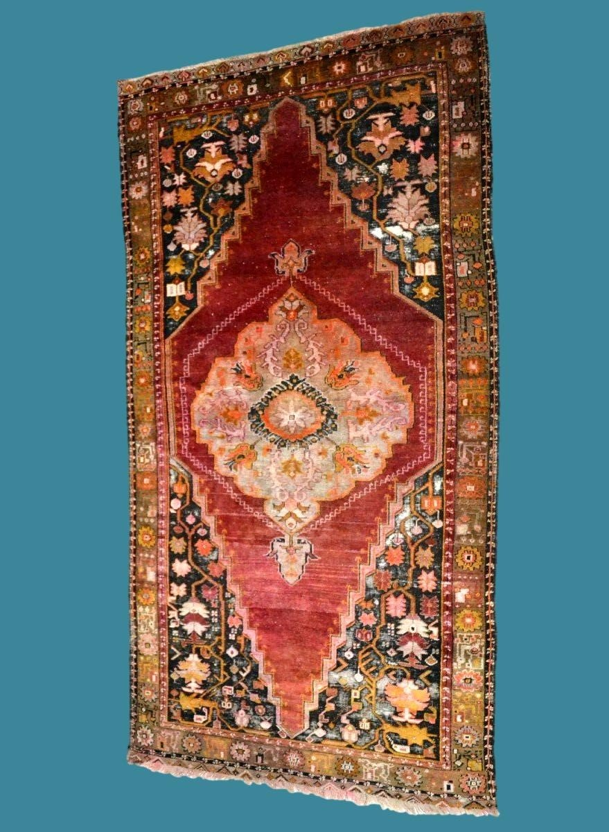 Dazkiri, Ancient Turkish, 130 Cm X 250 Cm, Wool On Wool Hand-knotted In Turkey In The 19th Century-photo-4