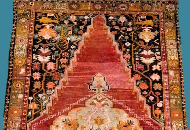 Dazkiri, Ancient Turkish, 130 Cm X 250 Cm, Wool On Wool Hand-knotted In Turkey In The 19th Century-photo-1