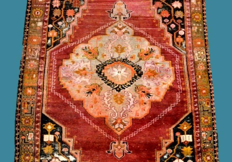 Dazkiri, Ancient Turkish, 130 Cm X 250 Cm, Wool On Wool Hand-knotted In Turkey In The 19th Century-photo-2