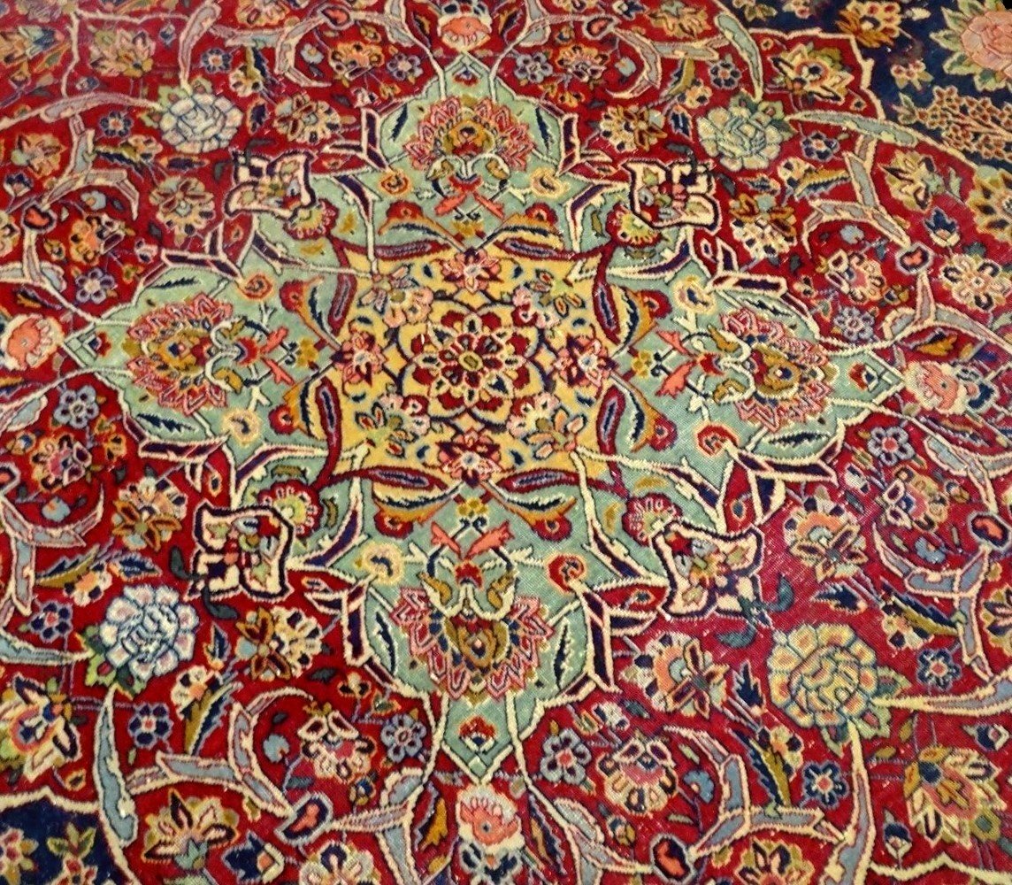 Important Kashan ancien, 330  cm x 460 cm, laine kork nouée main en Iran  avant 1950, bon état-photo-2