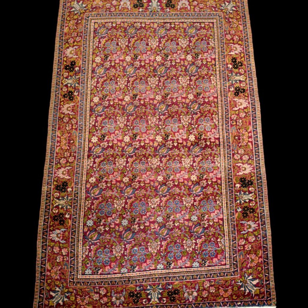 Kirman floral ancien, 139 x 216 cm, laine nouée main en Perse, Iran, fin XIXème début du XXème-photo-8