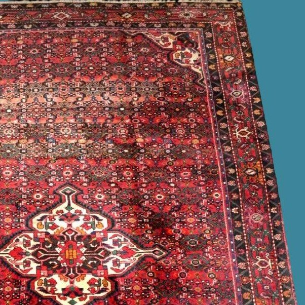 Hamadan Rug, Abrash, 213 Cm X 305 Cm, Hand-knotted Wool In Iran Circa 1980 In Very Good Condition-photo-1