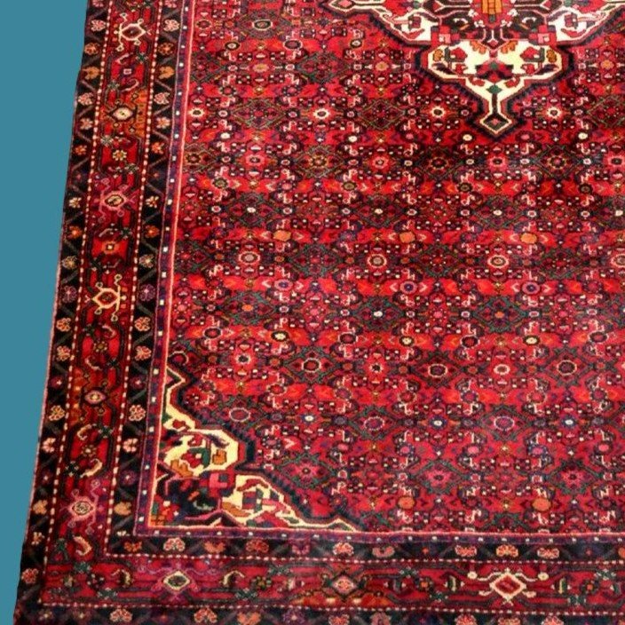 Hamadan Rug, Abrash, 213 Cm X 305 Cm, Hand-knotted Wool In Iran Circa 1980 In Very Good Condition-photo-3