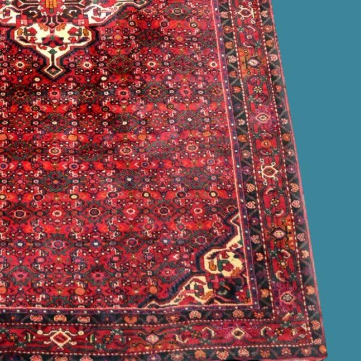 Hamadan Rug, Abrash, 213 Cm X 305 Cm, Hand-knotted Wool In Iran Circa 1980 In Very Good Condition-photo-4