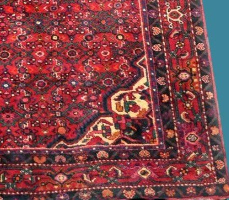 Hamadan Rug, Abrash, 213 Cm X 305 Cm, Hand-knotted Wool In Iran Circa 1980 In Very Good Condition-photo-6