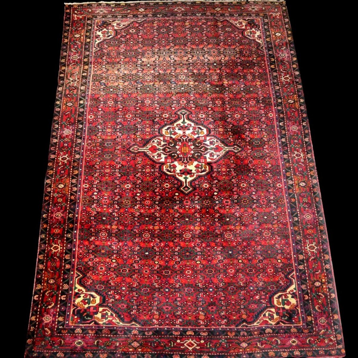 Hamadan Rug, Abrash, 213 Cm X 305 Cm, Hand-knotted Wool In Iran Circa 1980 In Very Good Condition-photo-8