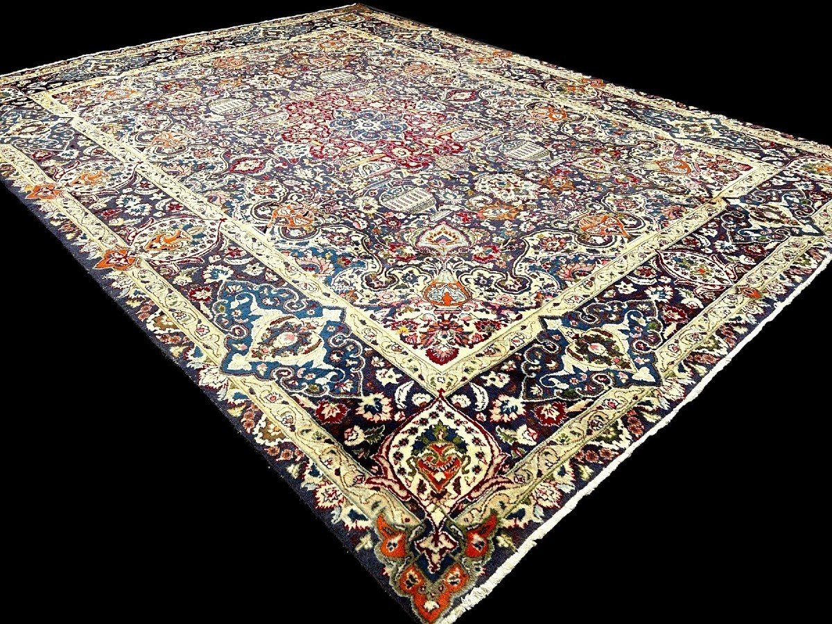 Tapis Kashmar, Persan, 290 x 380 cm, laine kork nouée main en Iran vers 1970, en très bon état-photo-4