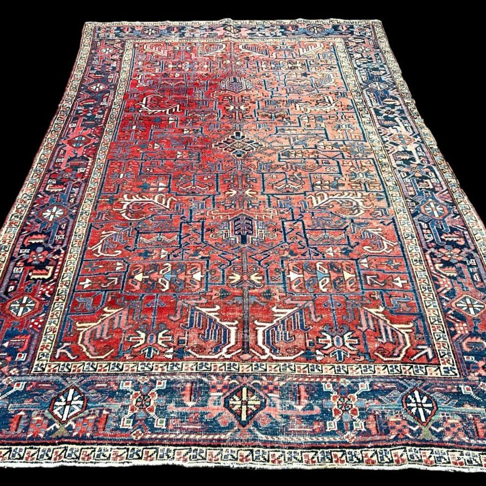 Heriz Rug, Persian, 211 Cm X 306 Cm, Hand-knotted Wool In Iran, 20th Century Around 1930, Art Deco-photo-2