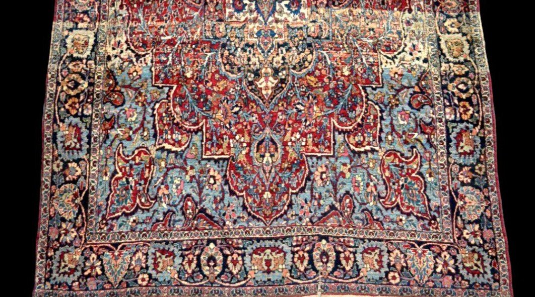 Tapis Ghoum ancien, 135 cm x 197 cm, signé, daté, laine & soie nouées main, Iran, très bon état-photo-5