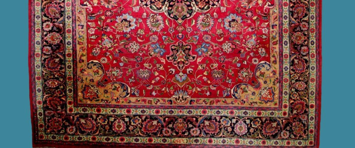 Macchad Rug, 300 Cm X 390 Cm, Hand-knotted Kork Wool In Iran Circa 1980 In Very Good Condition-photo-1
