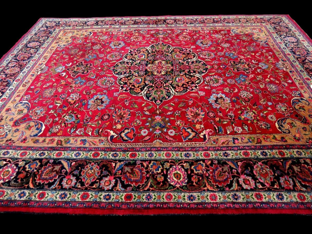 Macchad Rug, 300 Cm X 390 Cm, Hand-knotted Kork Wool In Iran Circa 1980 In Very Good Condition-photo-5