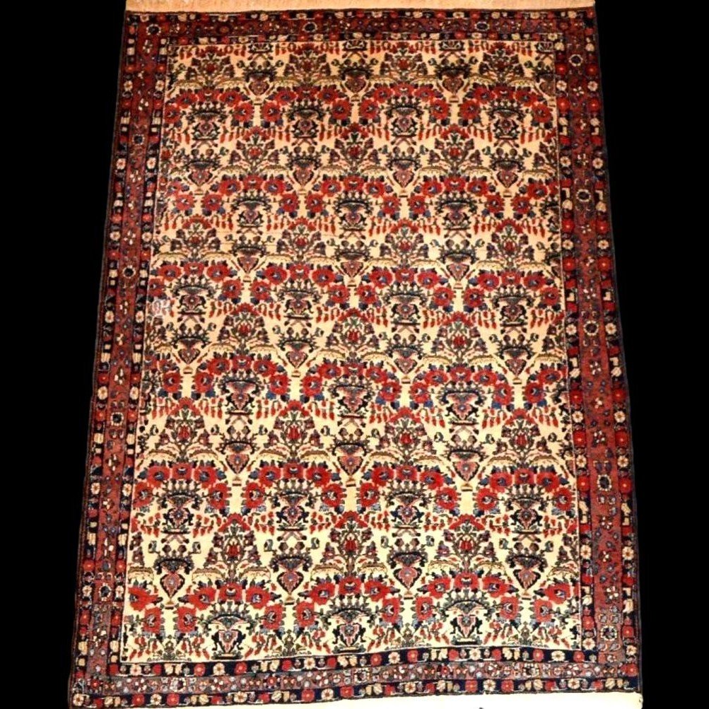 Tapis Abadeh ancien, 162 cm x 220 cm, laine nouée main, Iran vers 1930 - 1940, en très bon état-photo-8