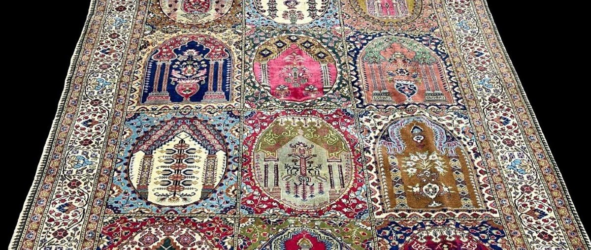 Tabriz ancien, 202 x 310 cm, laine nouée main en Iran au début du XXème siècle, rare modèle-photo-1