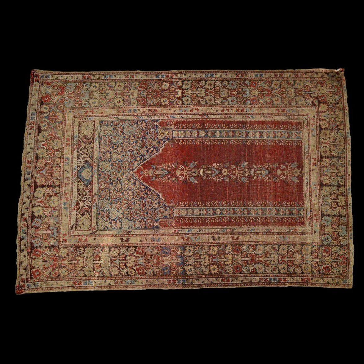 Old Koula Prayer Rug, 130 X 191 Cm, Ottoman Empire, Hand-knotted Wool In The 18th Century-photo-2