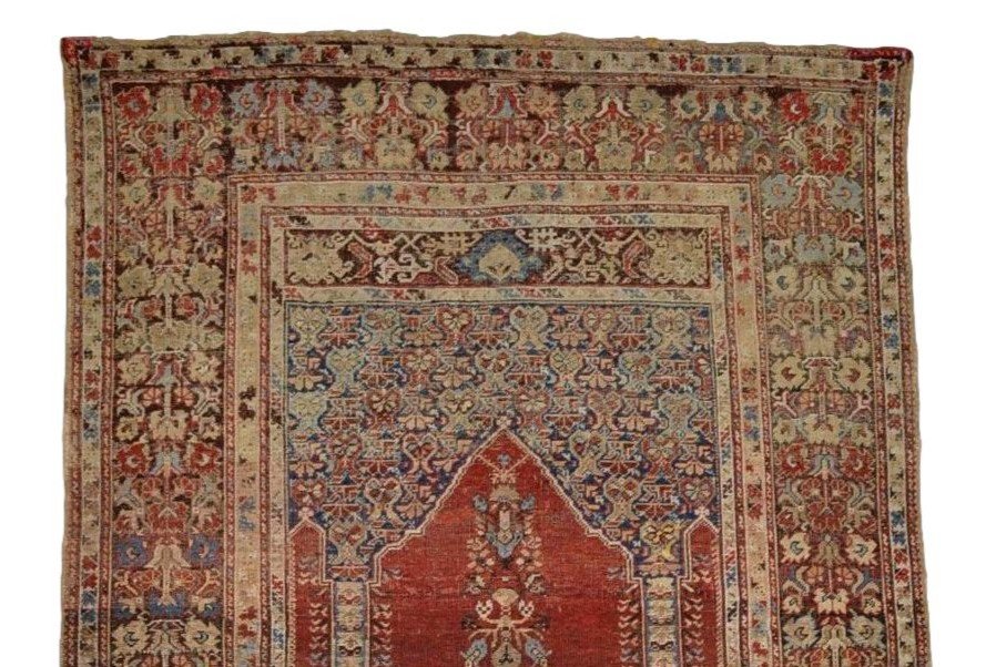 Old Koula Prayer Rug, 130 X 191 Cm, Ottoman Empire, Hand-knotted Wool In The 18th Century-photo-3