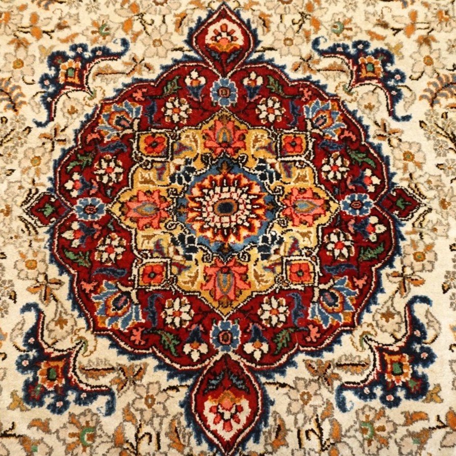 Tapis Kashan, 135 x 213 cm, laine nouée main en Iran vers 1960, rare dessin, en très bon état-photo-6