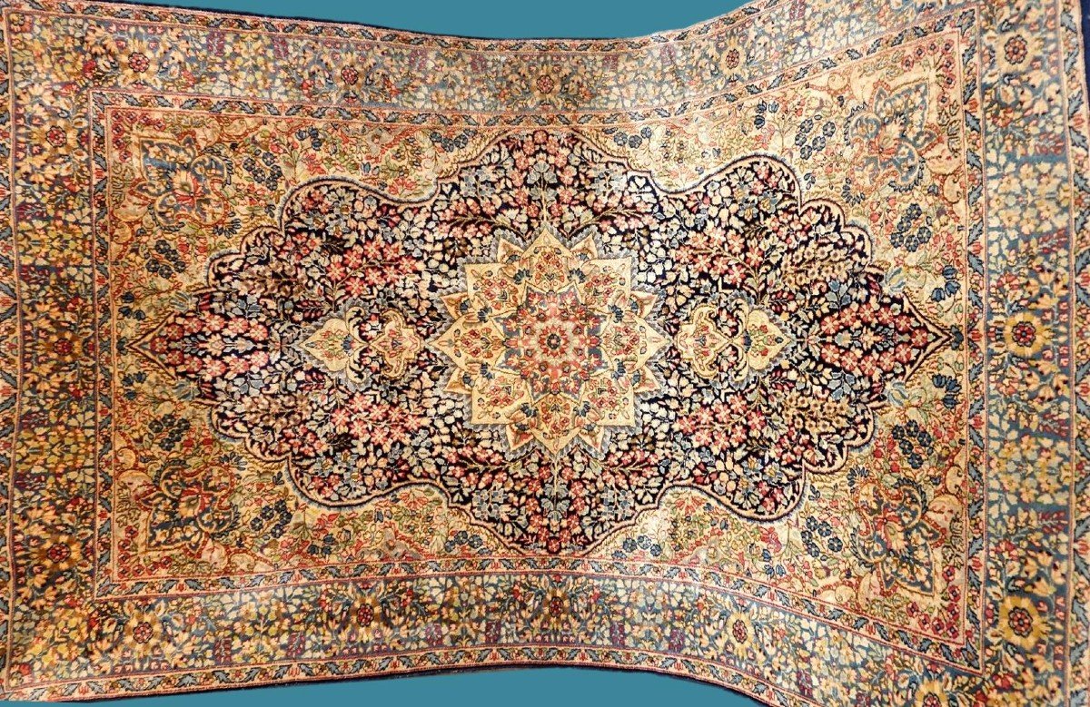 Kirman Floral Rug, 155 Cm X 248 Cm, Hand-knotted Wool Circa 1970 In Iran, In Very Good Condition-photo-2