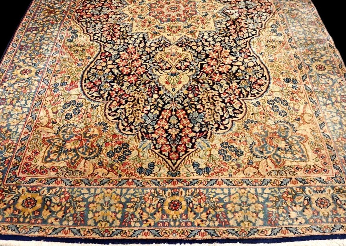 Kirman Floral Rug, 155 Cm X 248 Cm, Hand-knotted Wool Circa 1970 In Iran, In Very Good Condition-photo-4