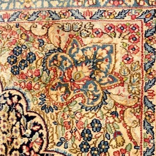 Kirman Floral Rug, 155 Cm X 248 Cm, Hand-knotted Wool Circa 1970 In Iran, In Very Good Condition-photo-3