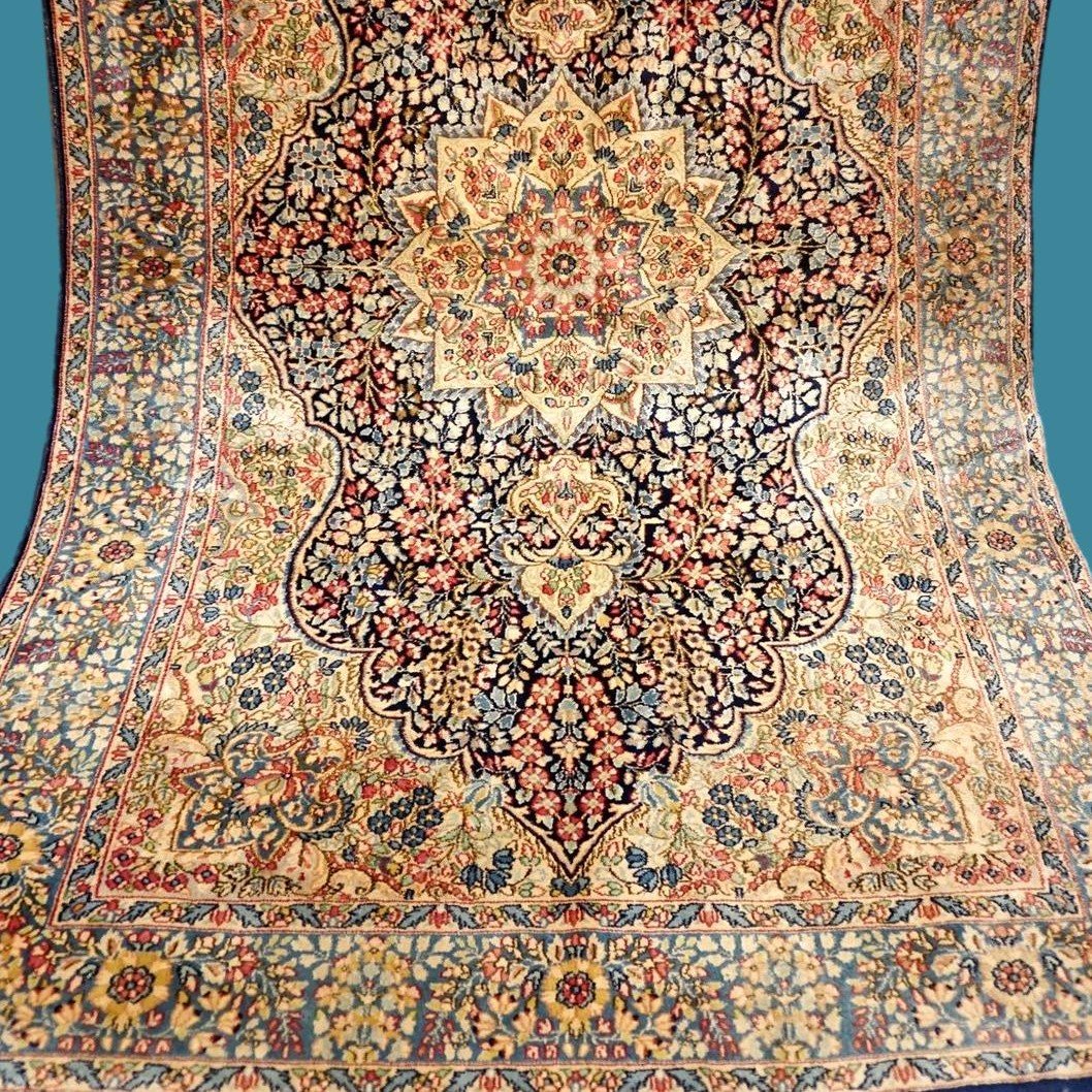 Kirman Floral Rug, 155 Cm X 248 Cm, Hand-knotted Wool Circa 1970 In Iran, In Very Good Condition-photo-6