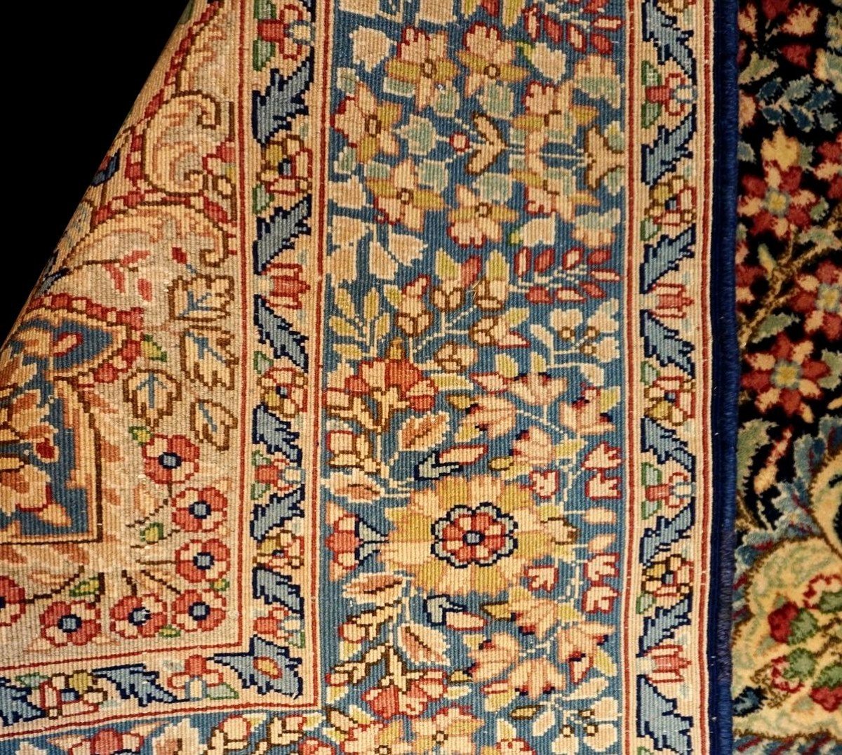 Kirman Floral Rug, 155 Cm X 248 Cm, Hand-knotted Wool Circa 1970 In Iran, In Very Good Condition-photo-7