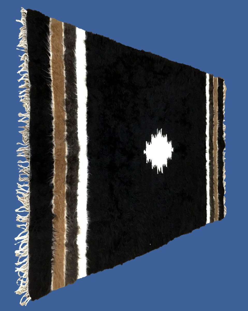 Tapis d'Anatolie, 135 x 202 cm, mohair de chèvre et chameau noués main en Turquie avant 1950-photo-3