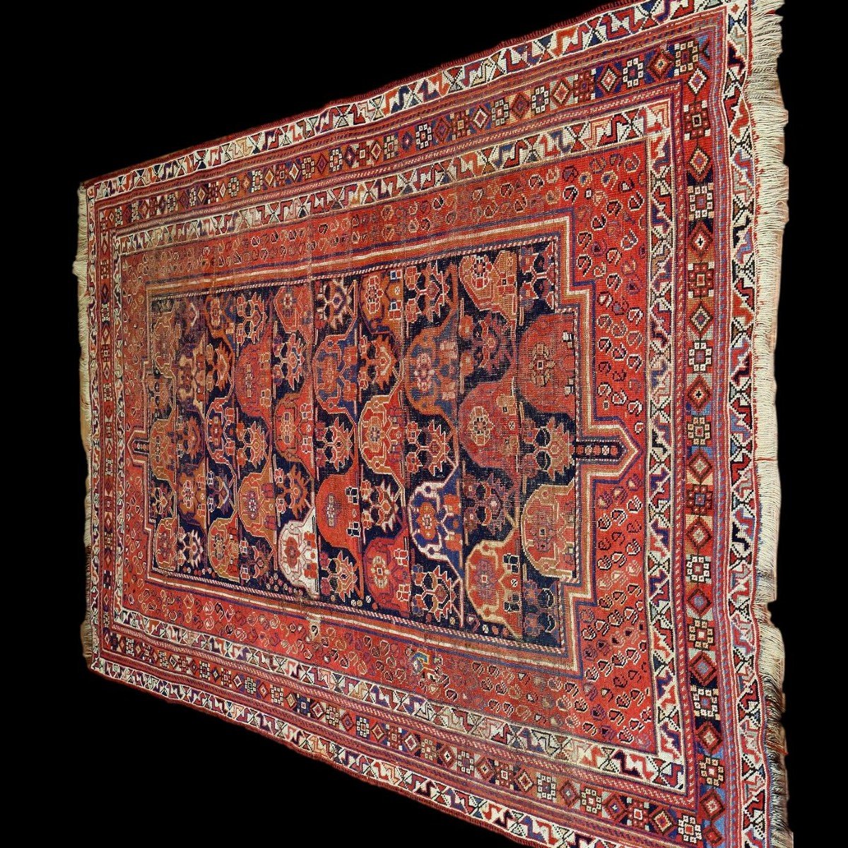 Tapis Afshar ancien, 152 cm x 240 cm, laine sur laine nouée main vers 1900 en Perse, Iran, -photo-4