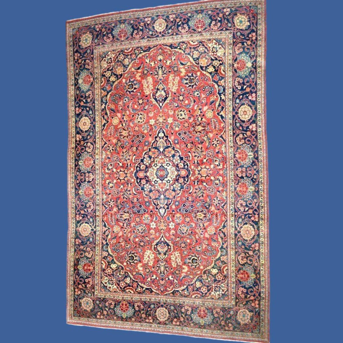 Kashan Rug, Persian, 130 X 205 Cm, Kork Wool Hand-knotted In Iran Circa 1960, In Very Good Condition-photo-5