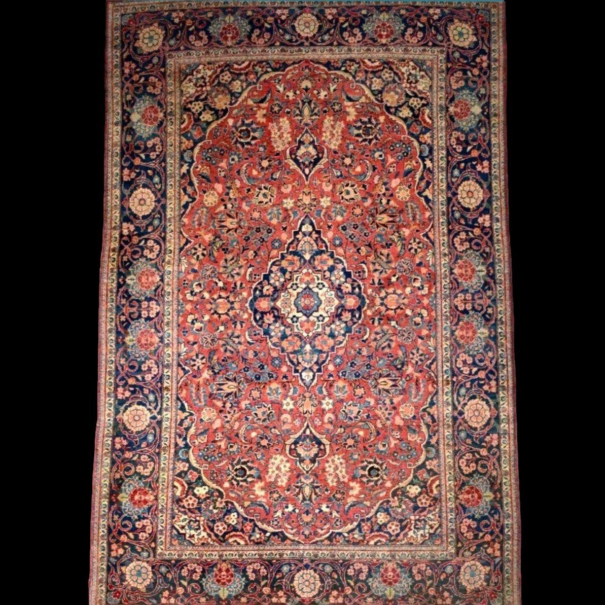 Tapis Kashan, Persan, 130 x 205 cm, laine kork nouée main en Iran vers 1960, en très bel état