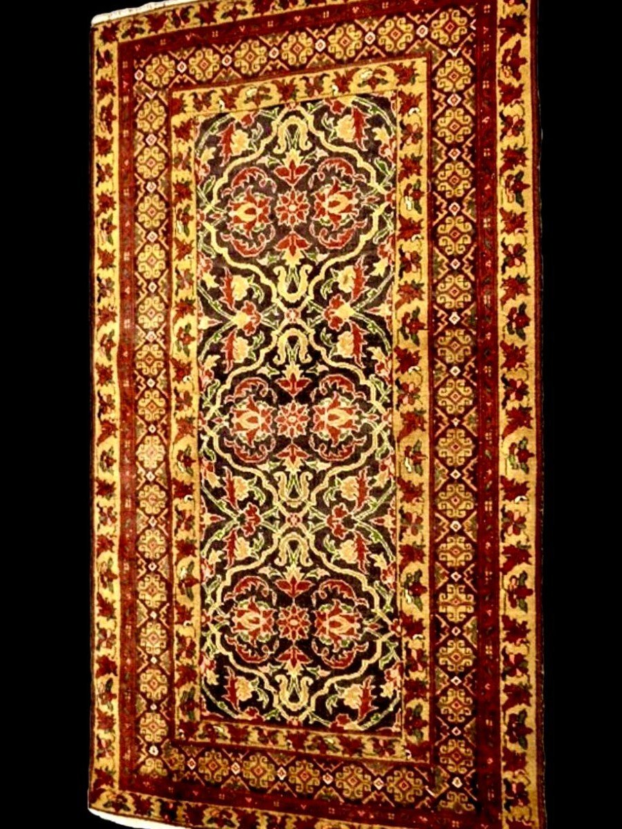 Tapis Malayer ancien, 103 x 192 cm, laine nouée main en Iran, Perse, vers 1900-1920, bel état-photo-1