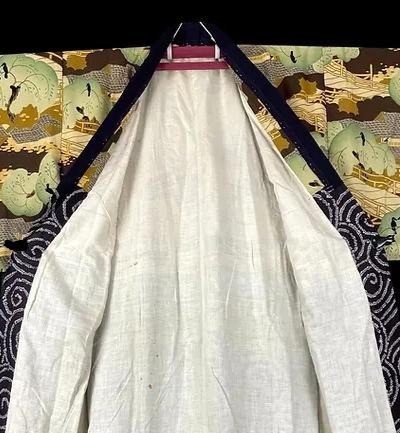 Silk On Silk, Old Nagajuban, Circa 1950, Japan, Tsumugi, Silk Pongee-photo-1