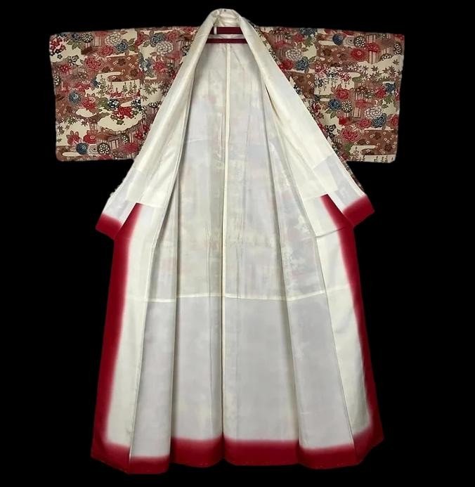 Silk On Silk, Old Nagajuban, Circa 1950, Japan, Tsumugi, Silk Pongee-photo-5