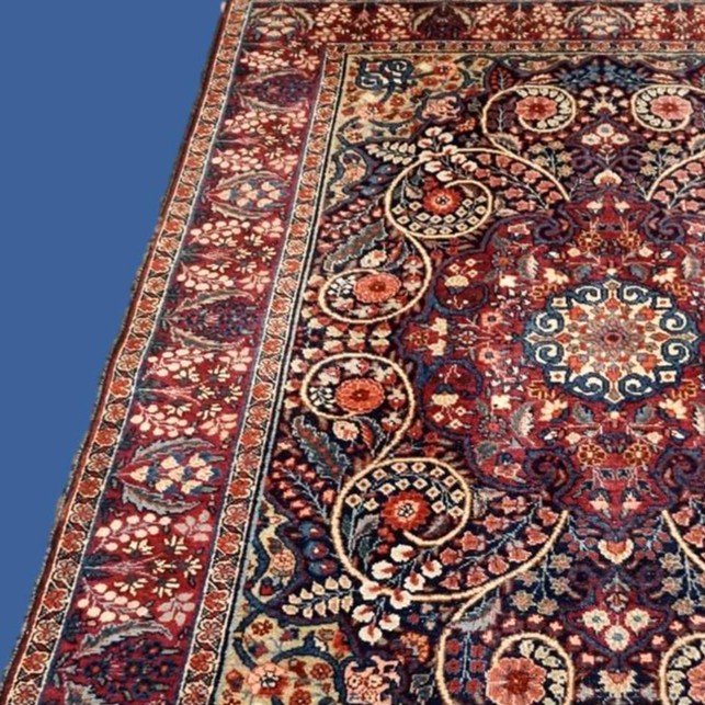 Old Macchad Rug, 141 X 188 Cm, Hand-knotted Wool 1900-1930 In Iran, In Beautiful Used Condition-photo-1