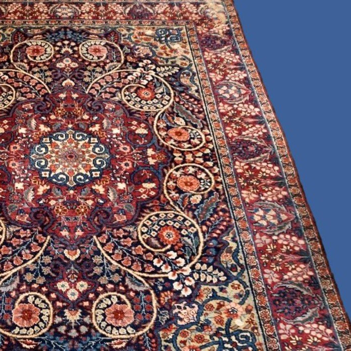 Old Macchad Rug, 141 X 188 Cm, Hand-knotted Wool 1900-1930 In Iran, In Beautiful Used Condition-photo-2