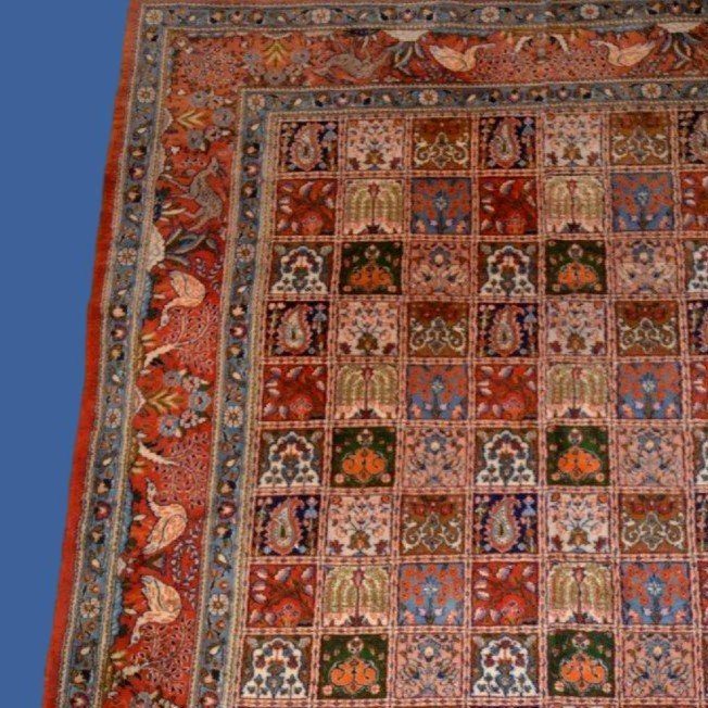 Tabriz Rug Called "four Seasons" 198 X 292 Cm, Hand-knotted Wool In Iran Circa 1980, Perfect-photo-3