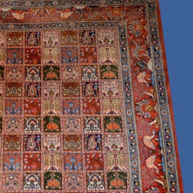 Tabriz Rug Called "four Seasons" 198 X 292 Cm, Hand-knotted Wool In Iran Circa 1980, Perfect-photo-4