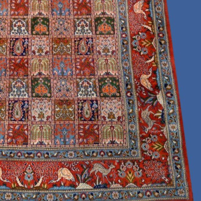 Tabriz Rug Called "four Seasons" 198 X 292 Cm, Hand-knotted Wool In Iran Circa 1980, Perfect-photo-3