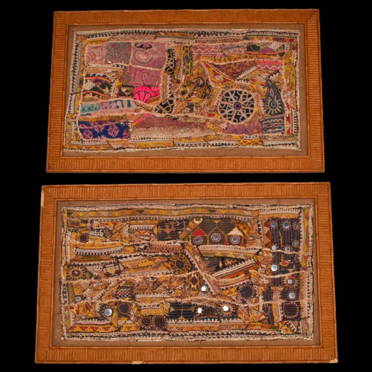 Important Mirror Embroidery Or Old Sheesha, 144 X 194 Cm, Cotton, Gujarat, India, Early 20th Century-photo-8