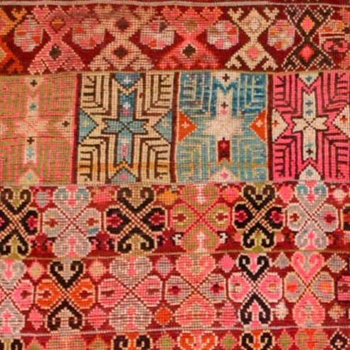 Old Oulad Bousbaa Rug From Chennana, 176 X 242 Cm, Wool On Hand-knotted Wool, Morocco 19th Century-photo-4