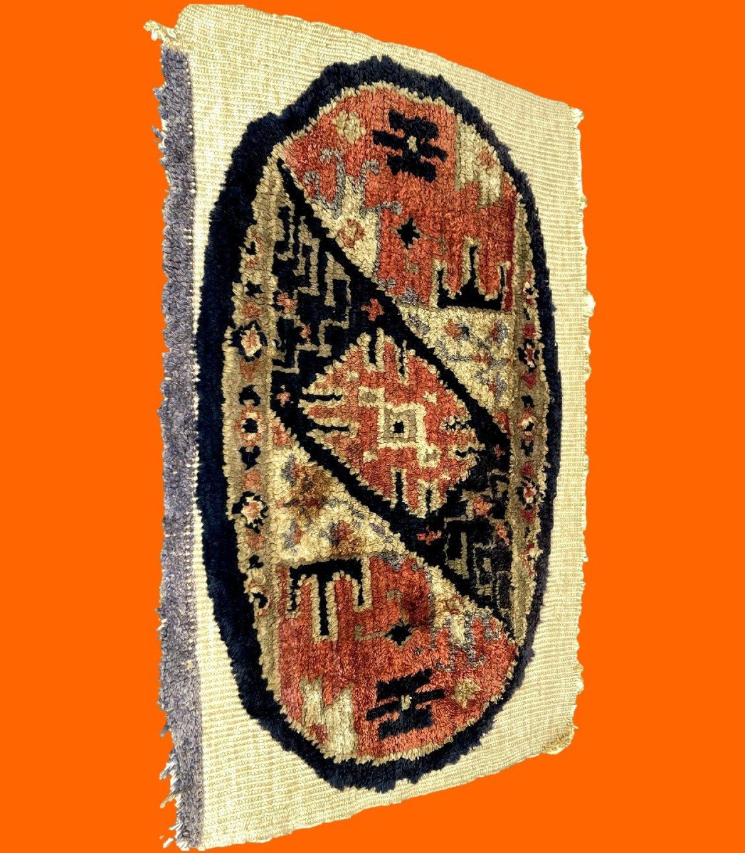Kashgar Rug, Rare Silk On Silk, 30 X 42 Cm, Qing Dynasty, Chinese Turkestan, 19th C-photo-2