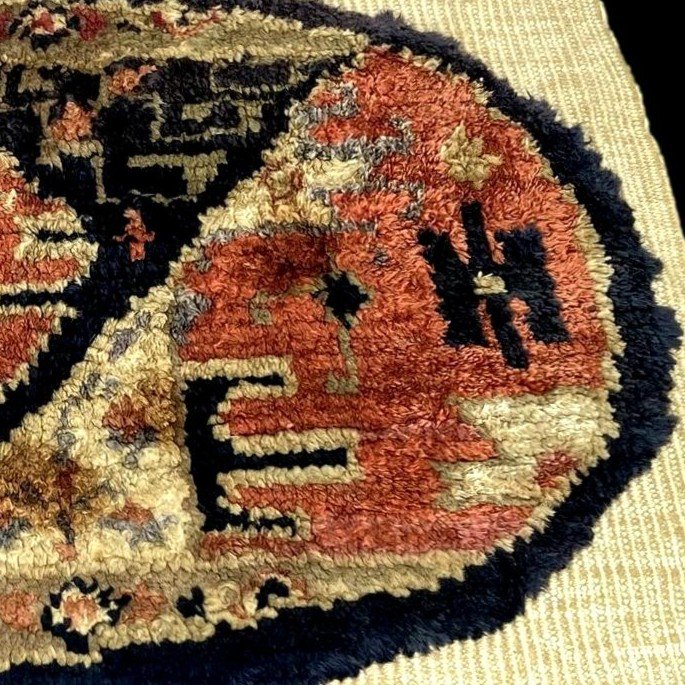 Kashgar Rug, Rare Silk On Silk, 30 X 42 Cm, Qing Dynasty, Chinese Turkestan, 19th C-photo-3