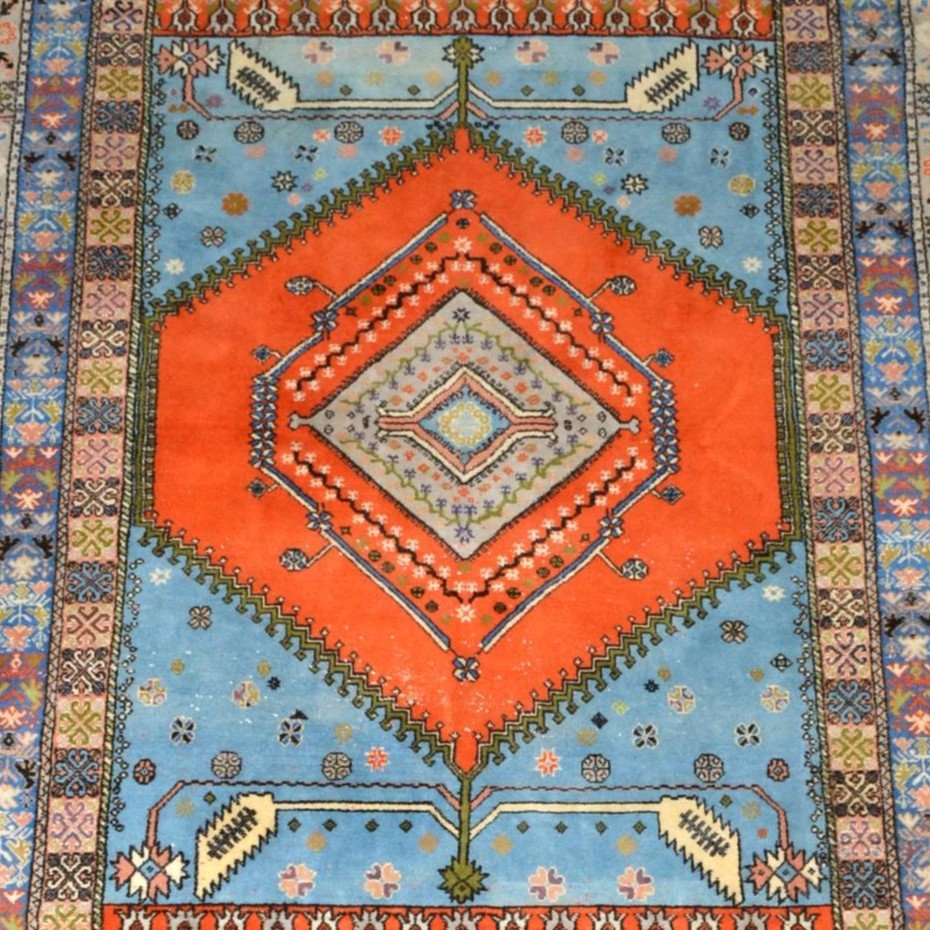 Tapis de Rabat, 200 x 305 cm, laine nouée main au Maroc vers 1960-1970 en très bon état d'usage-photo-3