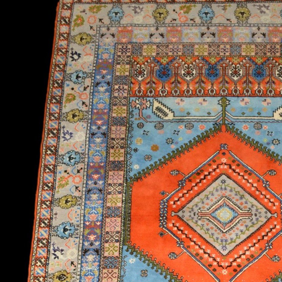 Tapis de Rabat, 200 x 305 cm, laine nouée main au Maroc vers 1960-1970 en très bon état d'usage-photo-4