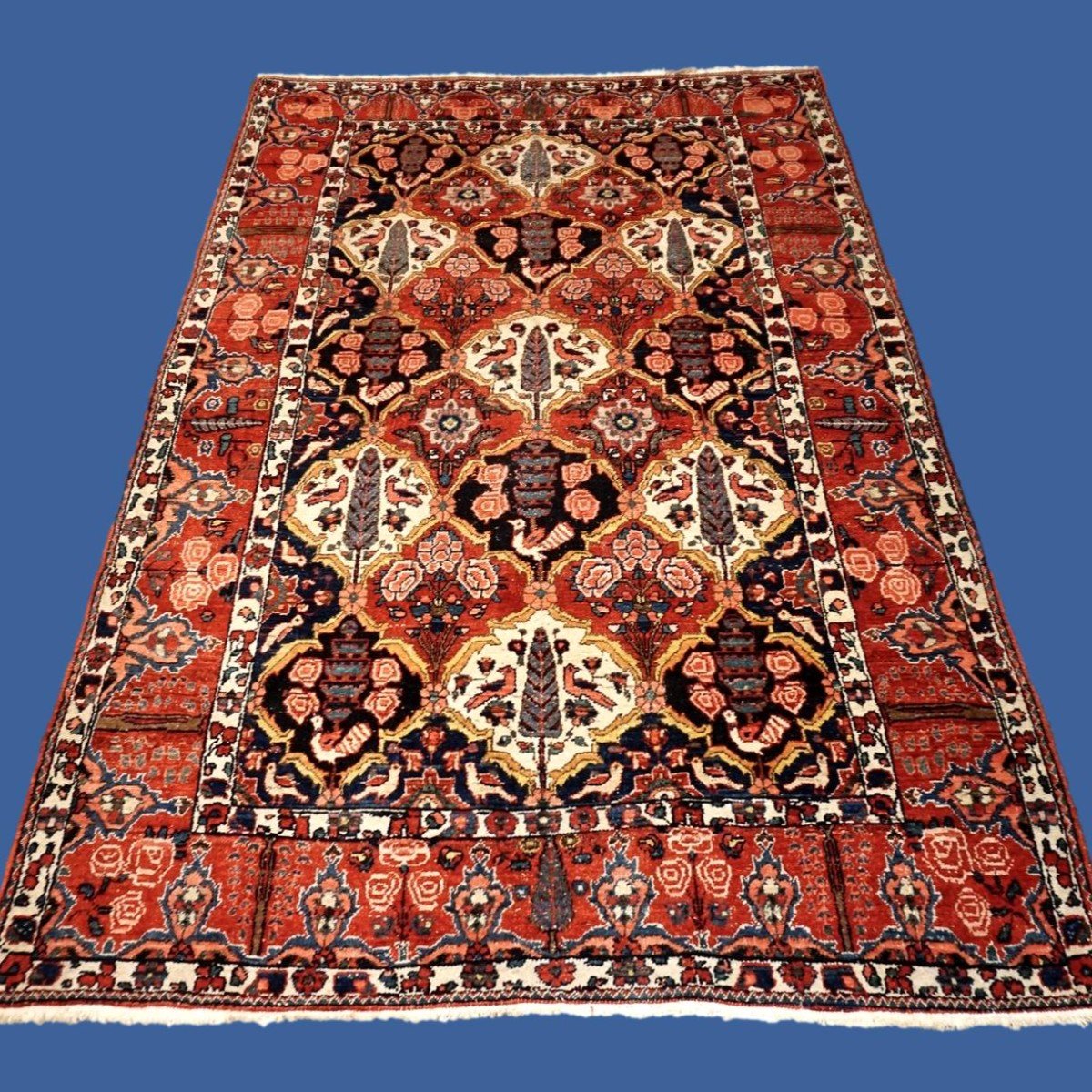 Tapis Bakhtiar ancien, 140 x 215 cm, beau persan en  laine nouée main en Iran  vers 1930-1950 -photo-8