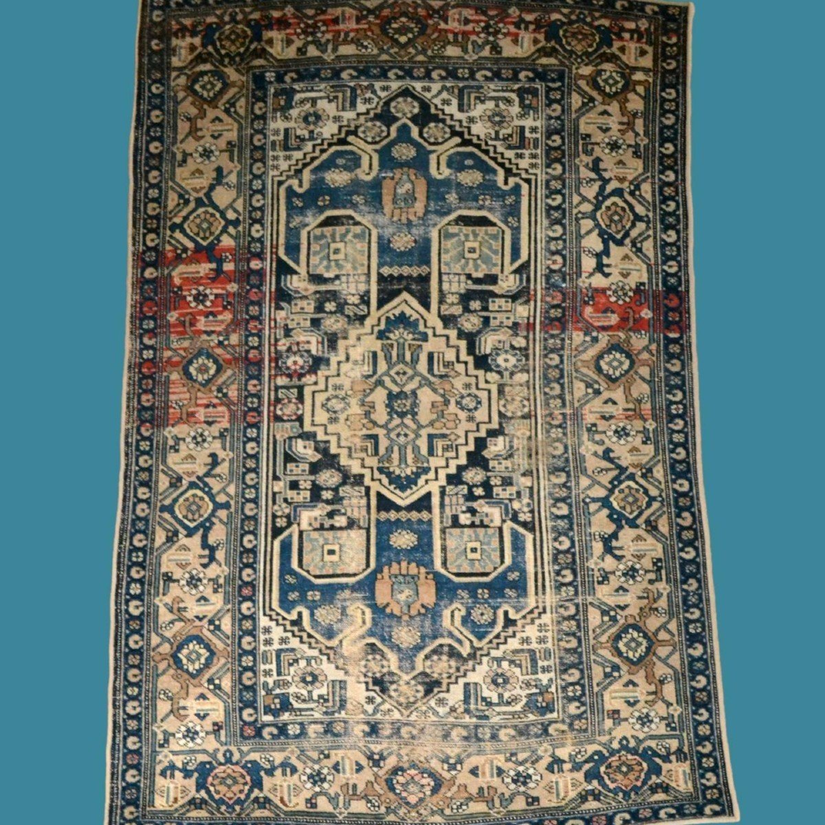 Old Malayer Rug, 137 X 202 Cm, Hand-knotted Wool In Persia, Iran, Early 20th Century-photo-8
