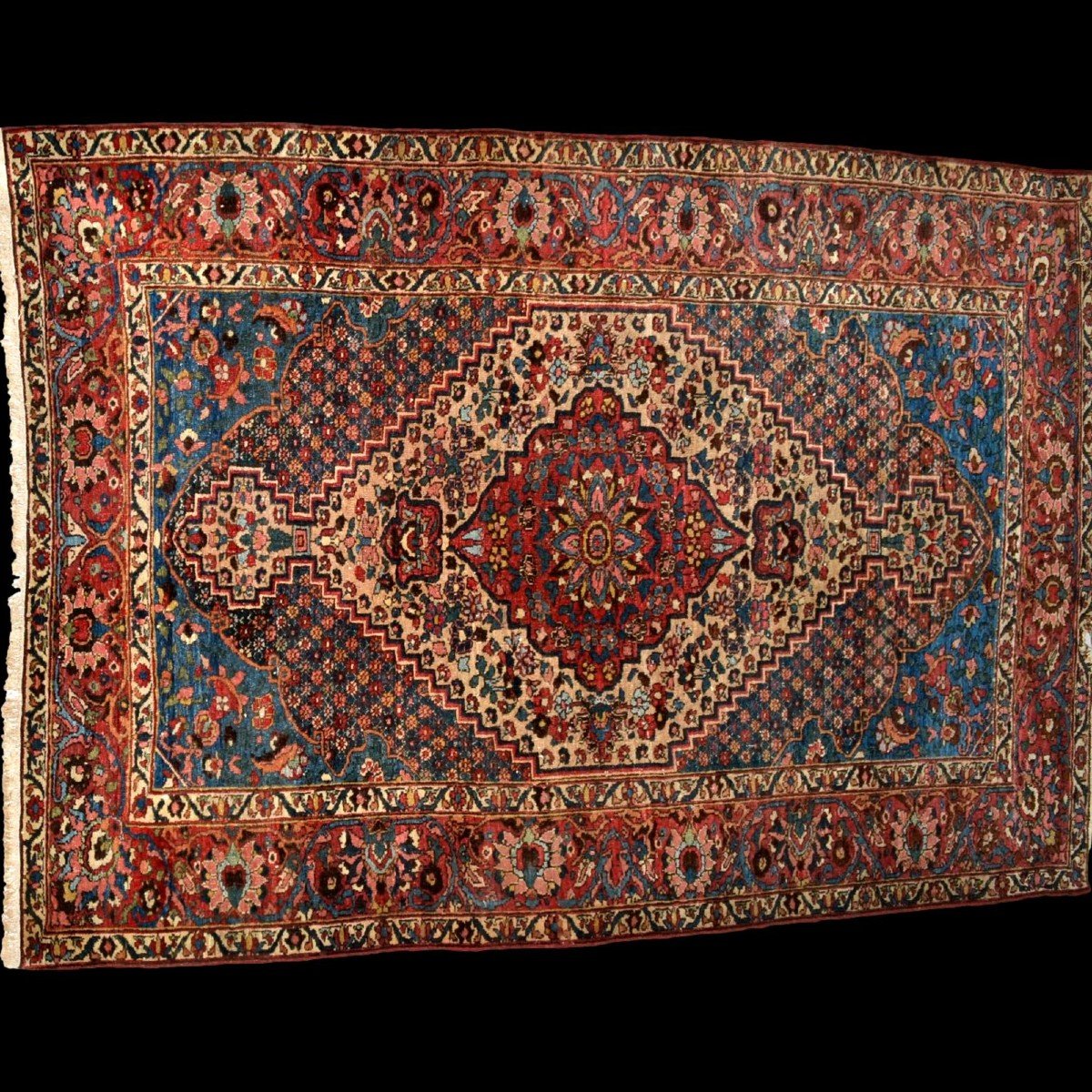 Old Bakhtiar Rug, 137 Cm X 203 Cm, Exceptional Design, Hand-knotted Wool, 19th Century Persia -photo-2