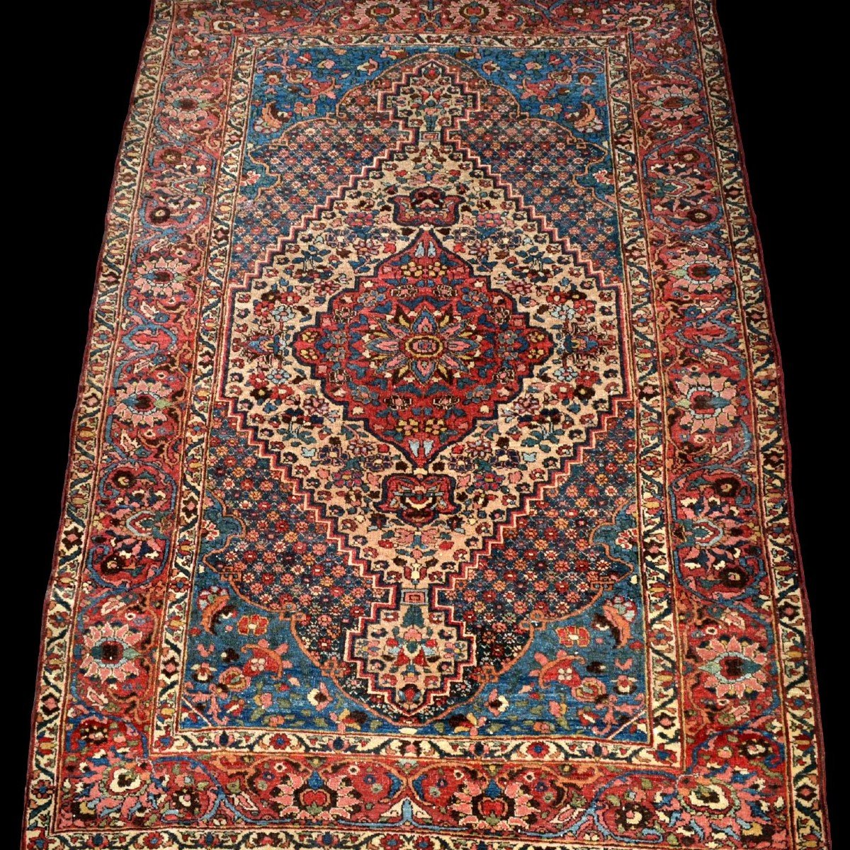 Old Bakhtiar Rug, 137 Cm X 203 Cm, Exceptional Design, Hand-knotted Wool, 19th Century Persia -photo-6