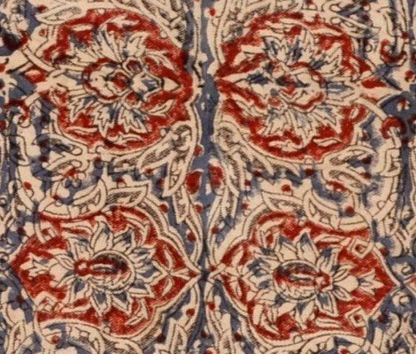 Tissu peint main, Ghalamkar,  212 cm x 254 cm, Iran, Perse vers 1950, parfait état, coton épais-photo-4