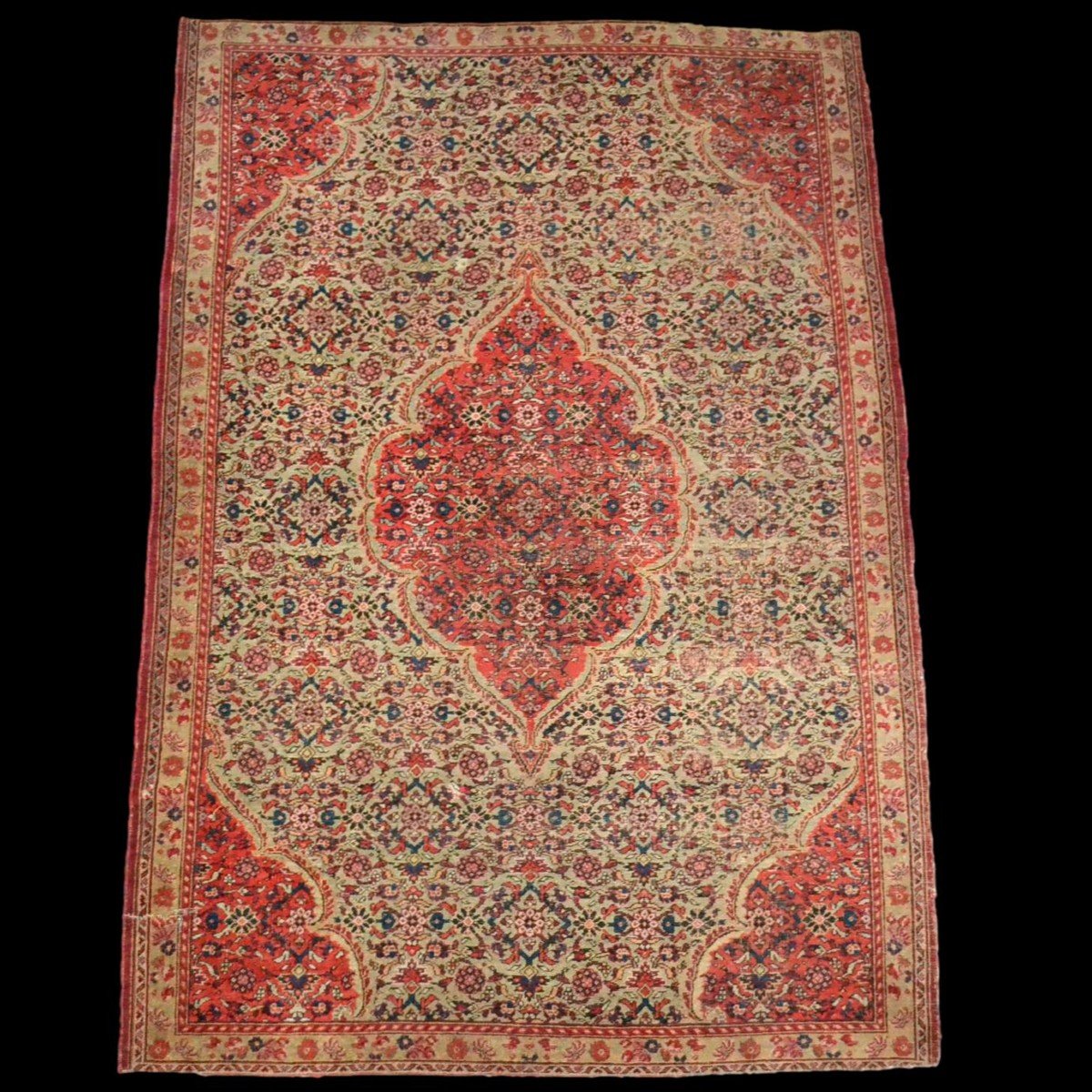 Tissu peint main, Ghalamkar,  212 cm x 254 cm, Iran, Perse vers 1950, parfait état, coton épais-photo-8