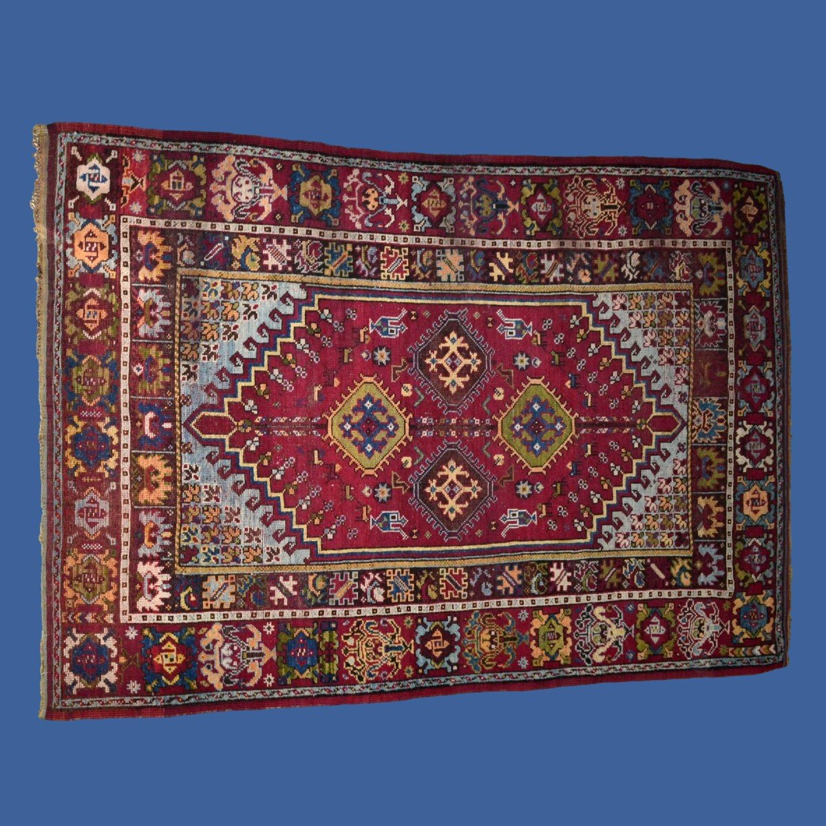 Old Zerbiya Rug, Rabat Rug, 167 Cm X 238 Cm, Hand-knotted Wool In Morocco Late 19th Century-photo-2